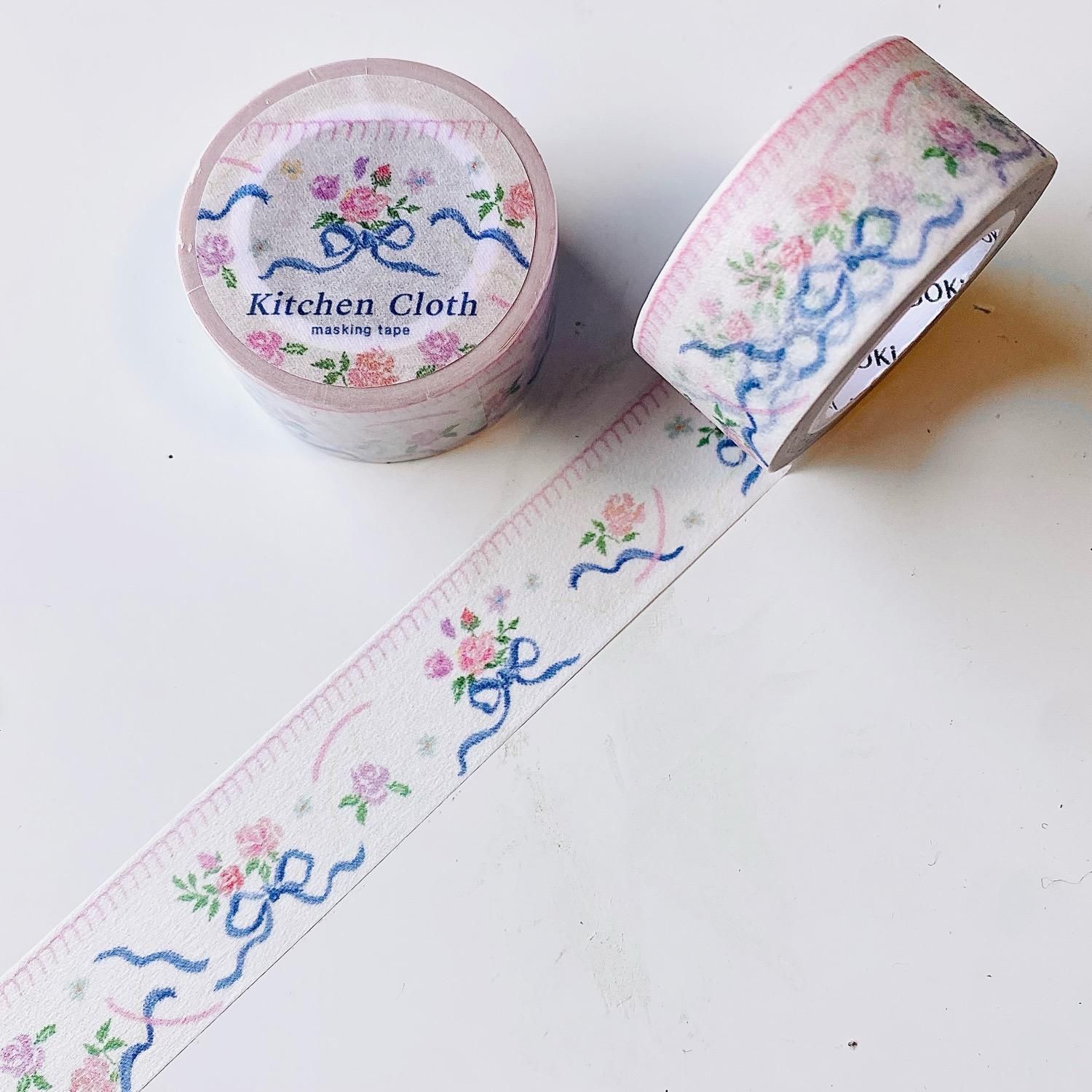 boki マスキングテープ Kitchen Cloth Blue Ribbon boki-MT-20-0003