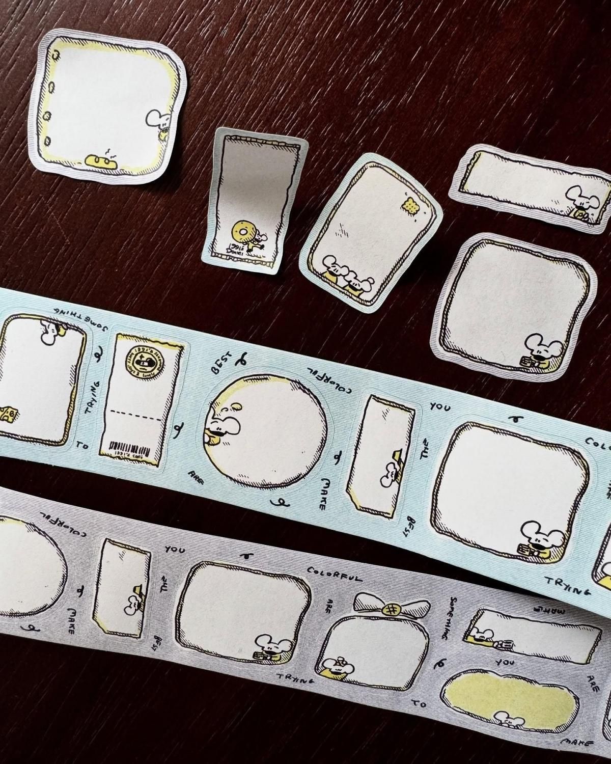 1991w2992 Memo Roll(ロールシール) ロールシール Day & Night (blue