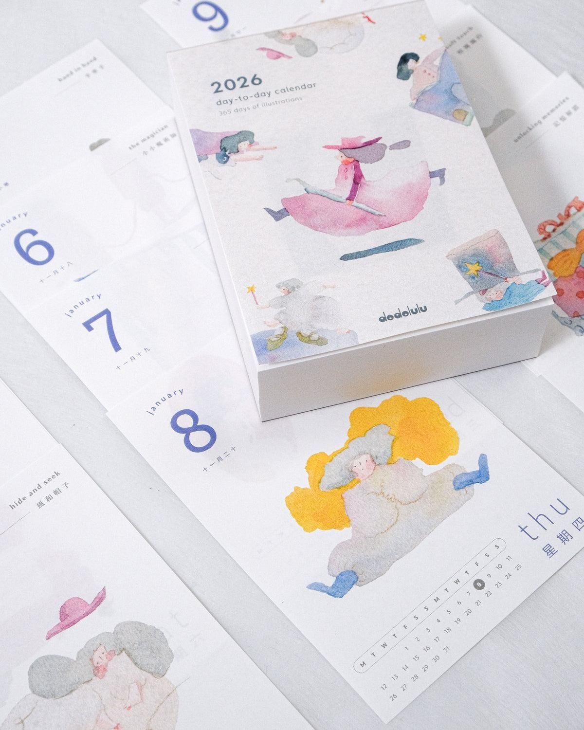 dodolulu 2026 卓上カレンダー　365日のgirls Dodolulu 2026 Daily Desk Calendar with Illustrations