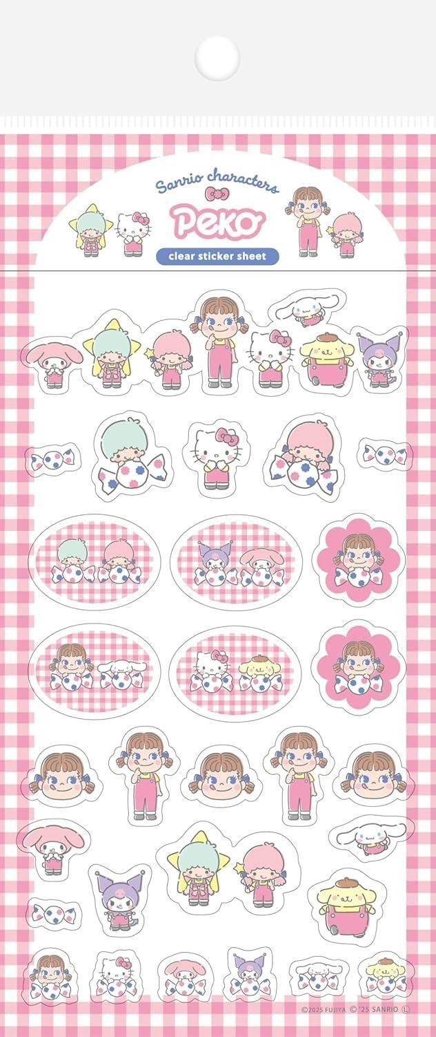 古川紙工 PEKO×サンリオキャラクターズ 透明シールシート チェックB QS351