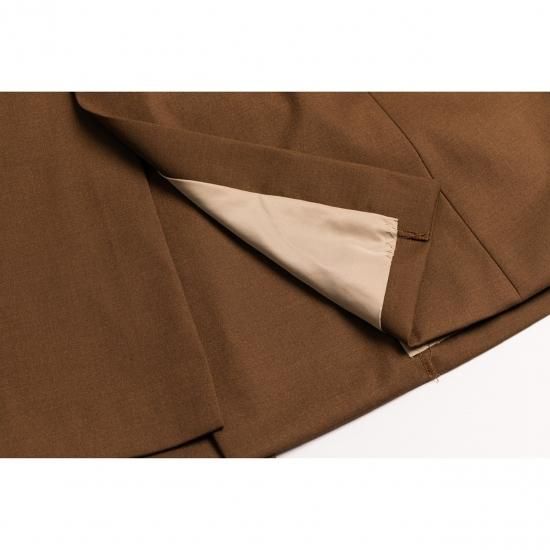 Long Tailored Jacket（Brown） - Hdxuly,