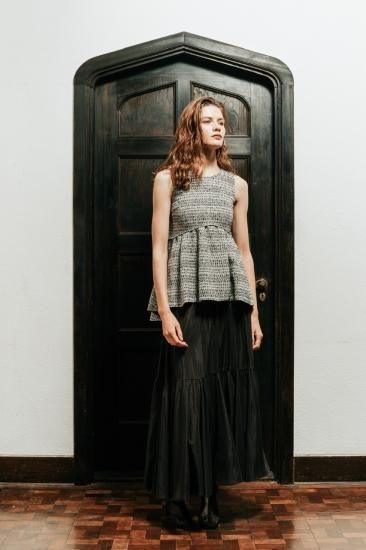 Volume Tiered Skirt（Black） - Hdxuly,