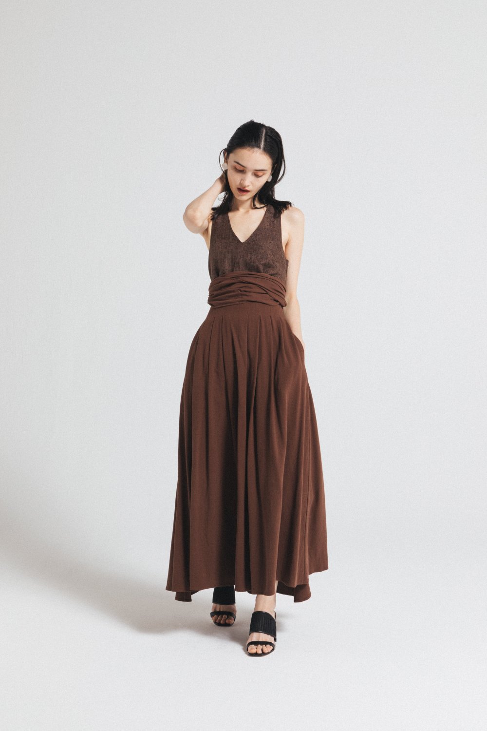 Jute  Flare Dress（Dark Brown）