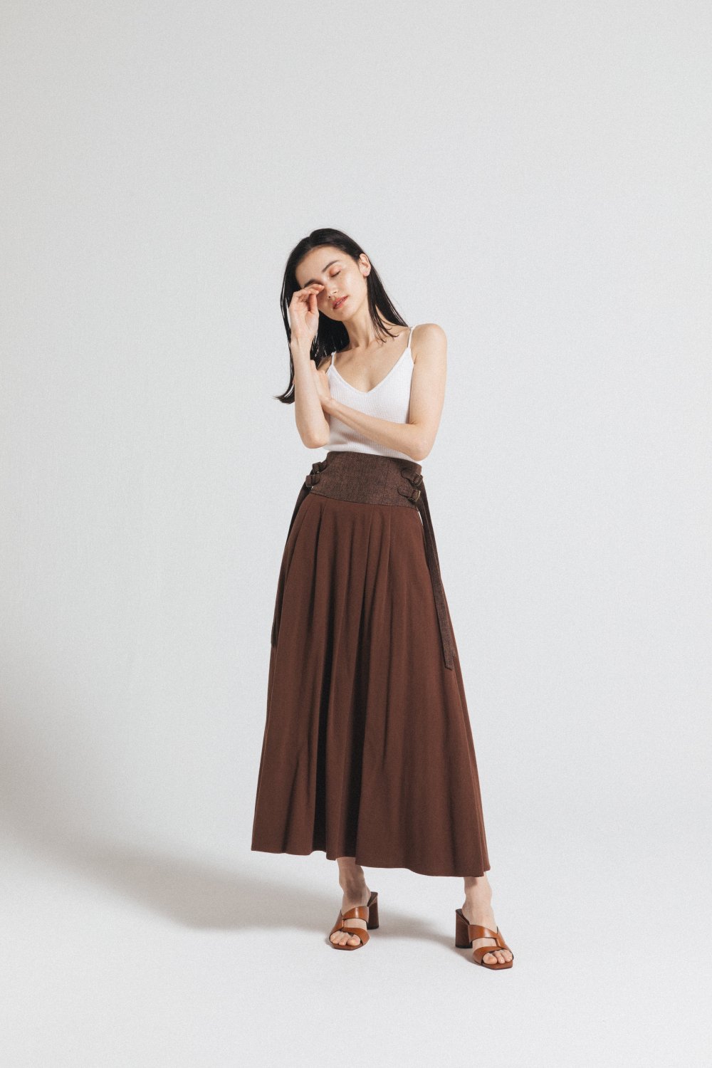 Jute  Flare Skirt（Dark Brown）
