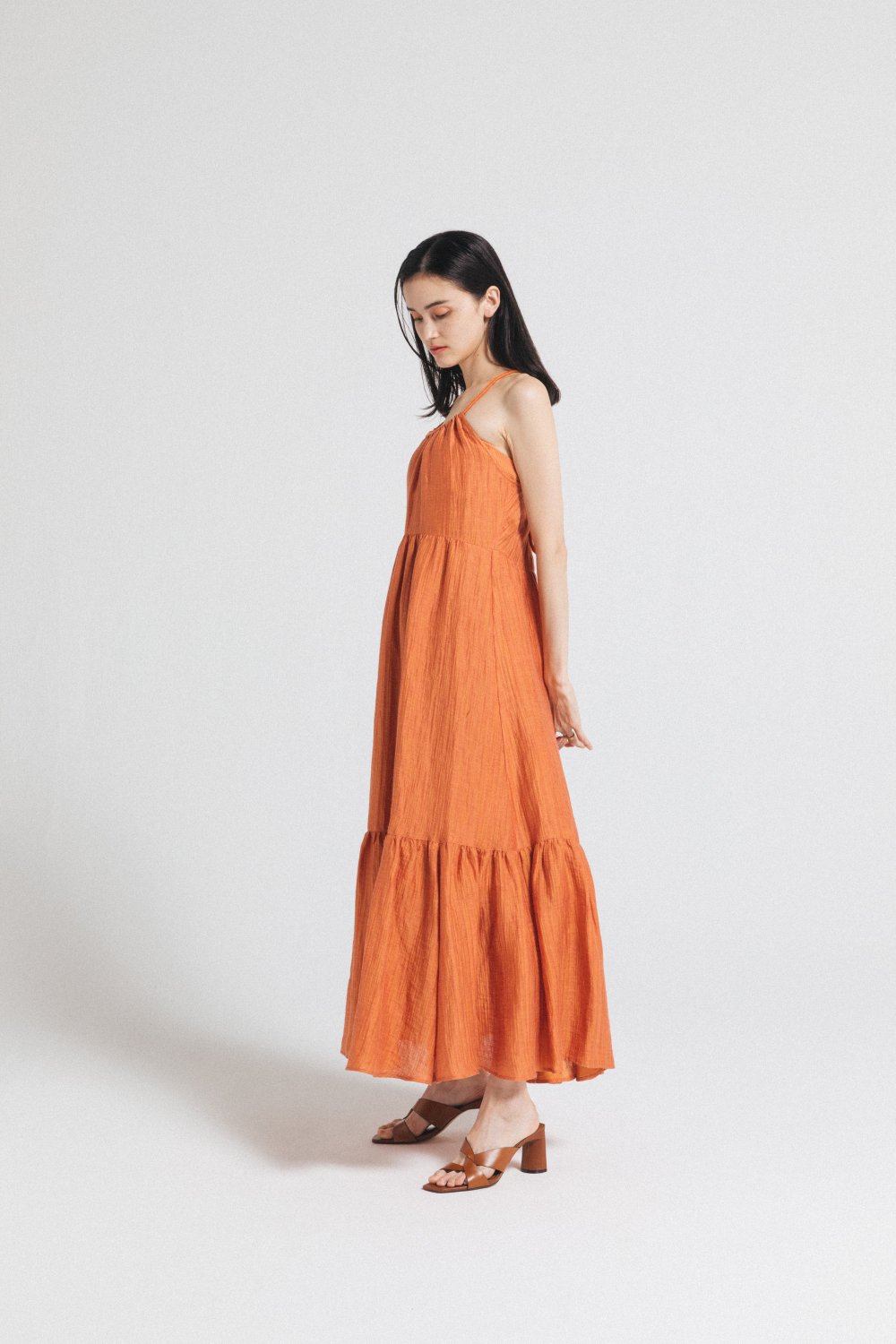 Open Back Volume Dress（Orange）