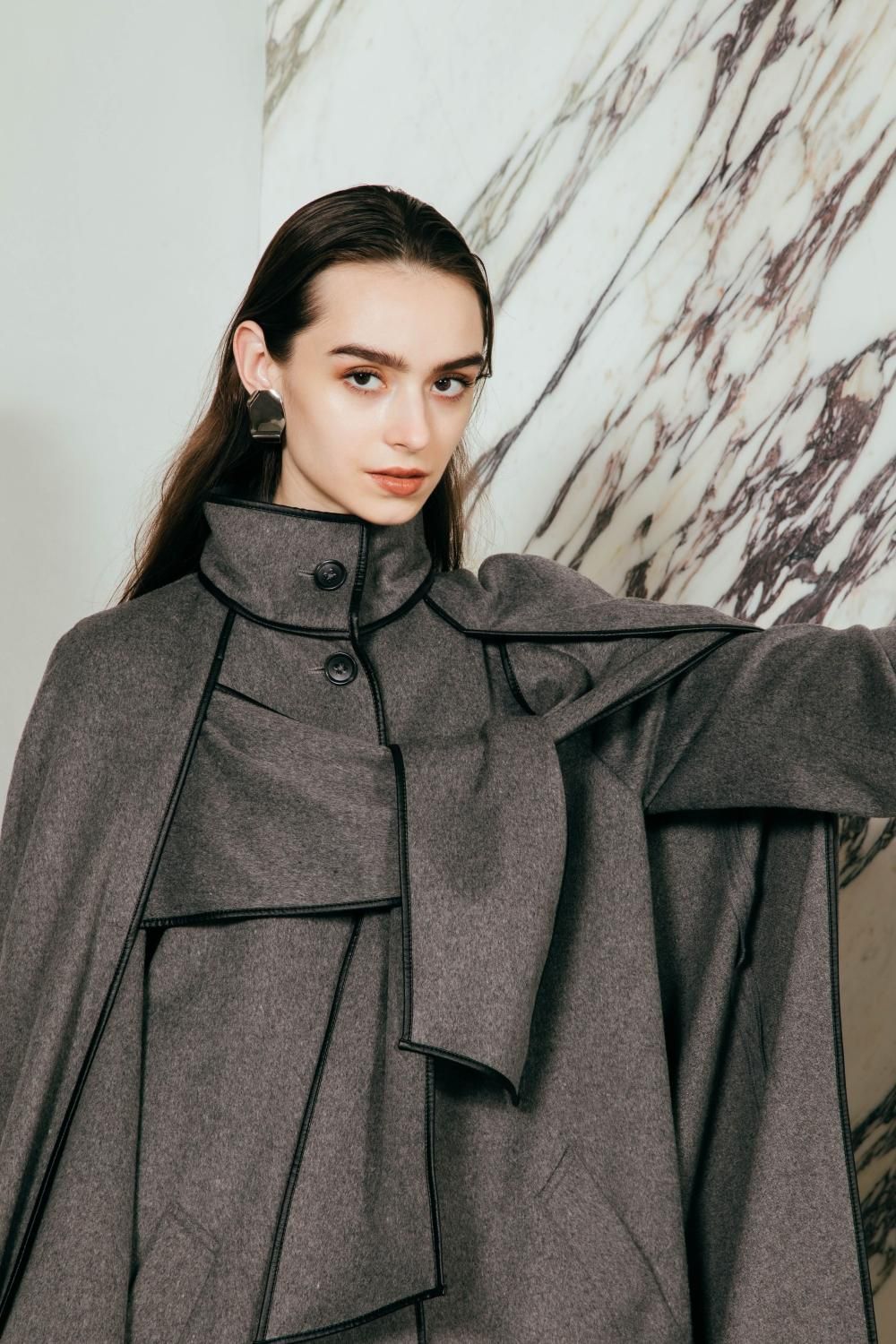 Wool Cape Coat(Gray) - Hdxuly,