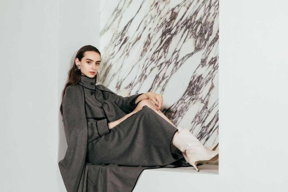 Wool Cape Coat(Gray) - Hdxuly,