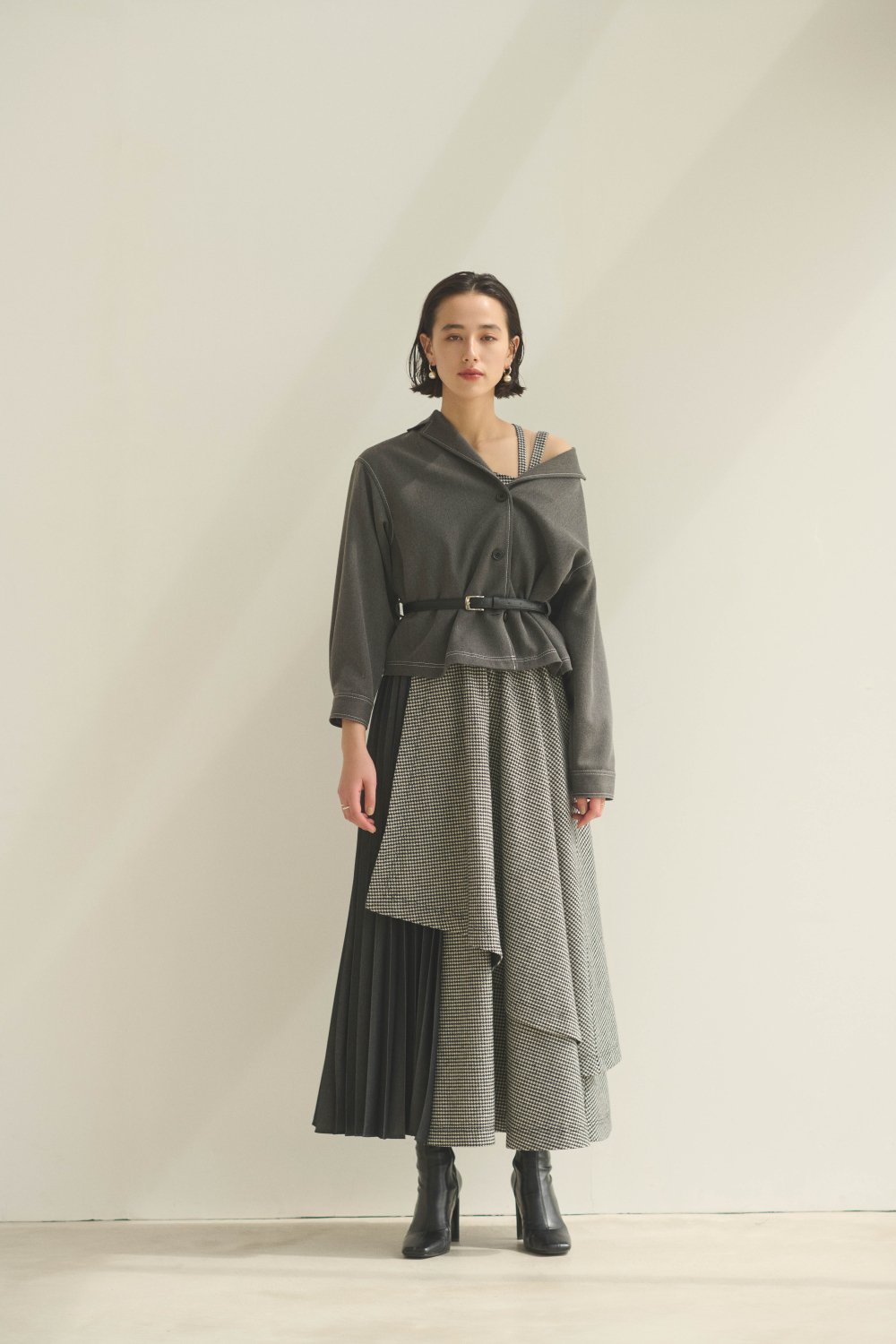 Asymmetry Jacket Dress(Check)