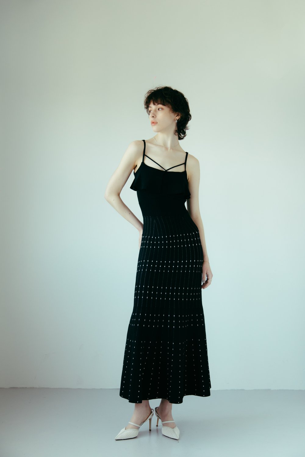 Classical Dot Knit Dress(Black)