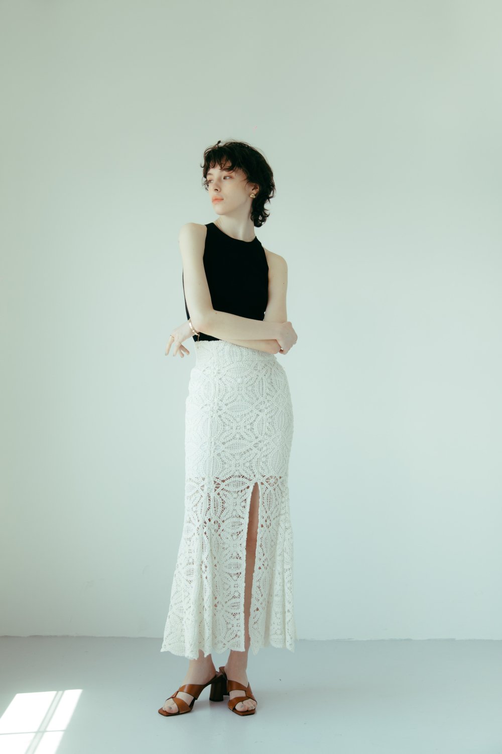 Slit Lace Skirt(Off White)