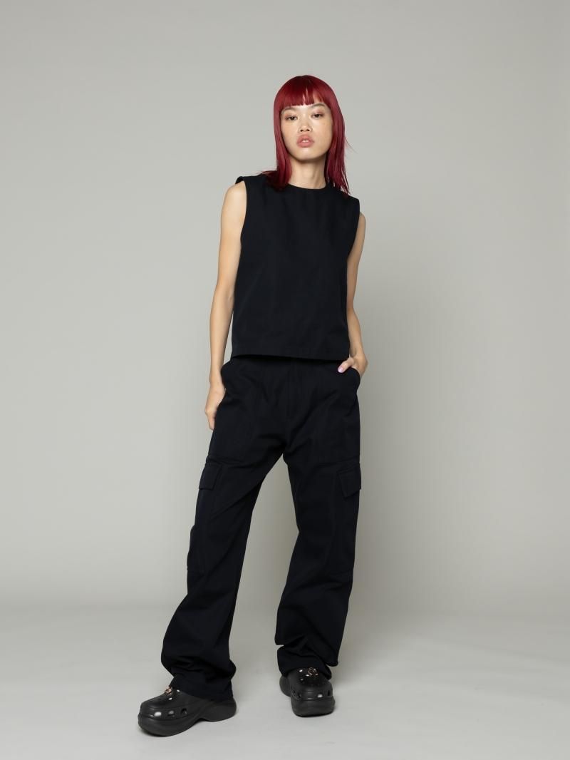 Tough Sleeveless Tops（Navy） - irojikake - online store