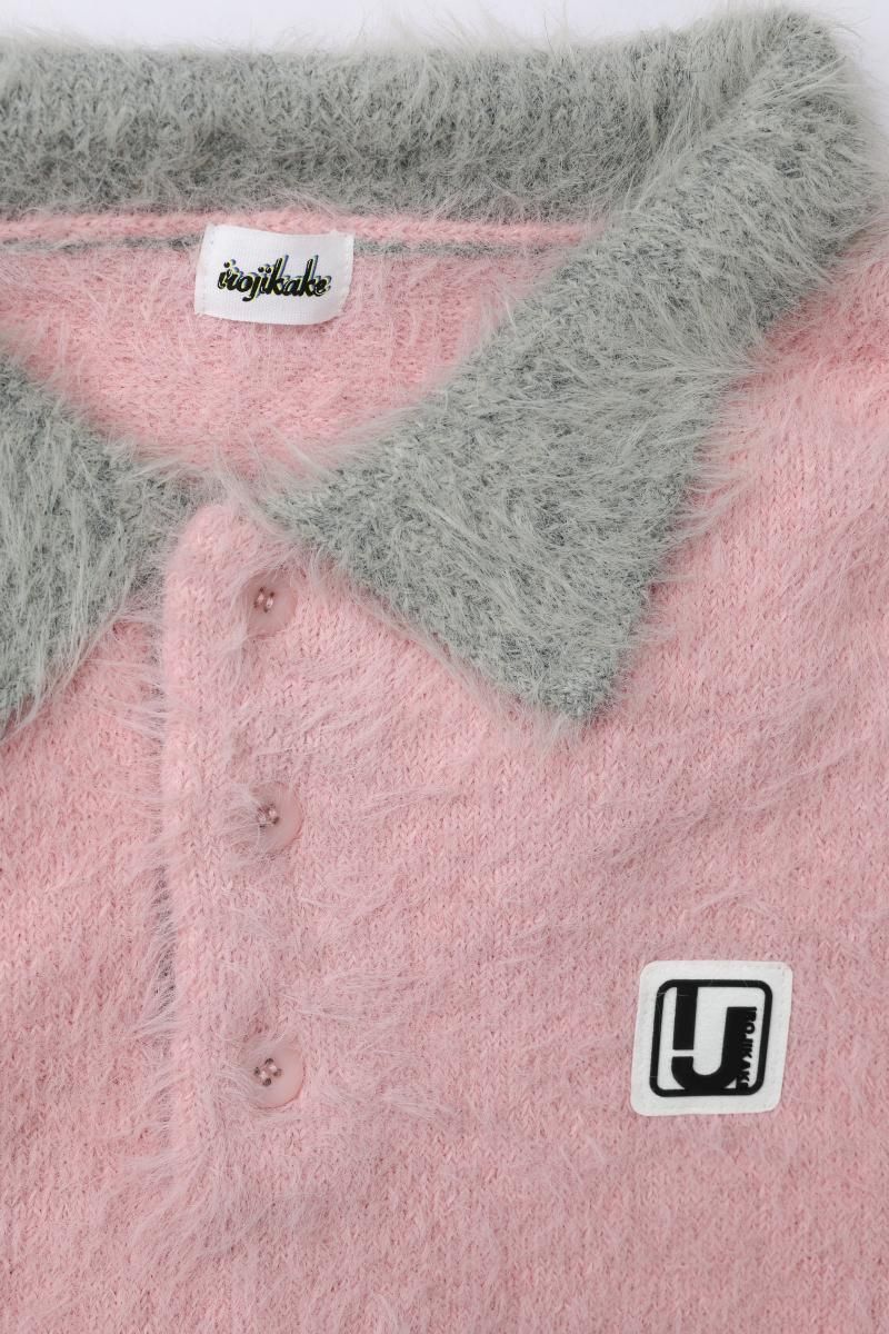 トップス irojikake FLUFFY RUGBY SHIRT pink FLUFFY RUGBY SHIRT（PINK） - irojikake - online store