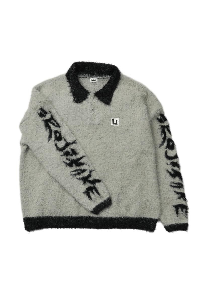 FLUFFY RUGBY SHIRT(GRAY) - irojikake - online store FLUFFY RUGBY SHIRT(GRAY) - irojikake - online store