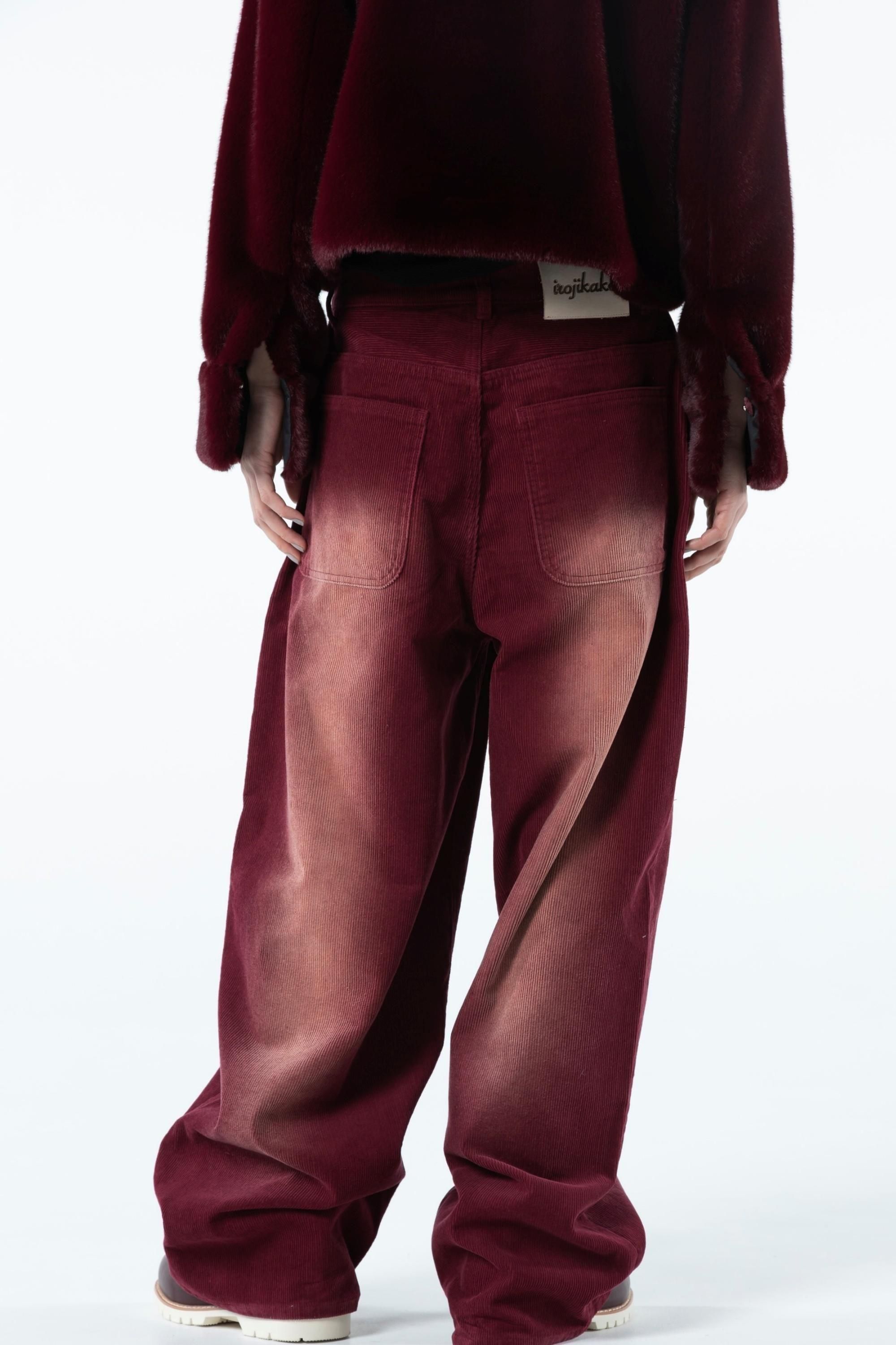 SUNFADE CORDUROY PANTS（BORDEAUX） - irojikake - online store