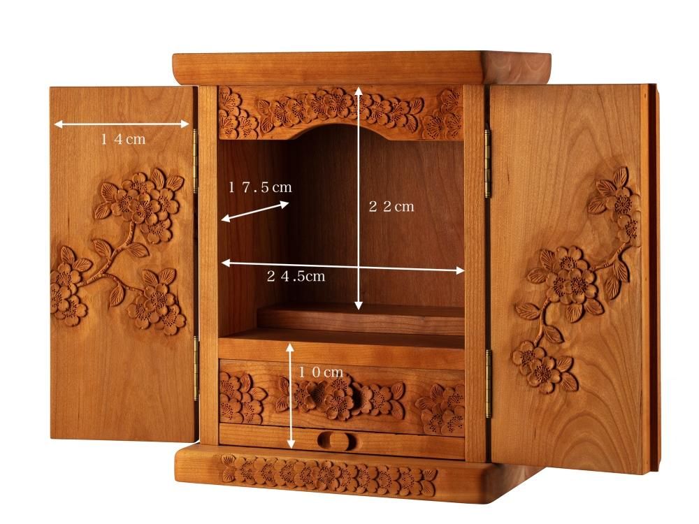 仏壇2枚扉 小 クリア色 BC-011 - 一彫堂 軽井沢彫家具工房 オンライン