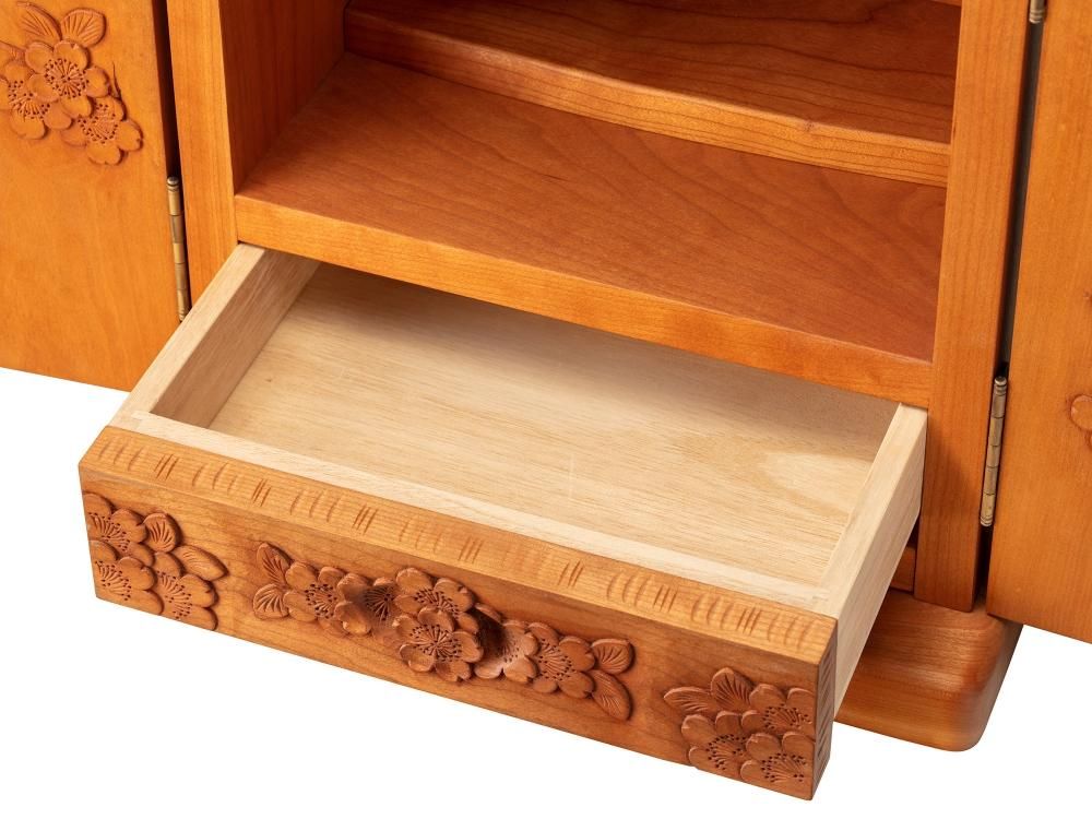 仏壇2枚扉 小 クリア色 BC-011 - 一彫堂 軽井沢彫家具工房 オンライン