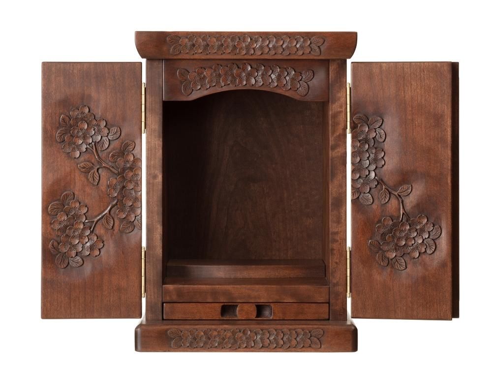 仏壇2枚扉 小 桜 BC-001 - 一彫堂 軽井沢彫家具工房 オンラインショップ