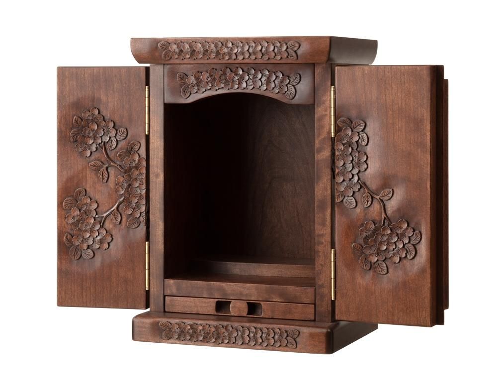 仏壇2枚扉 小 桜 BC-001 - 一彫堂 軽井沢彫家具工房 オンラインショップ