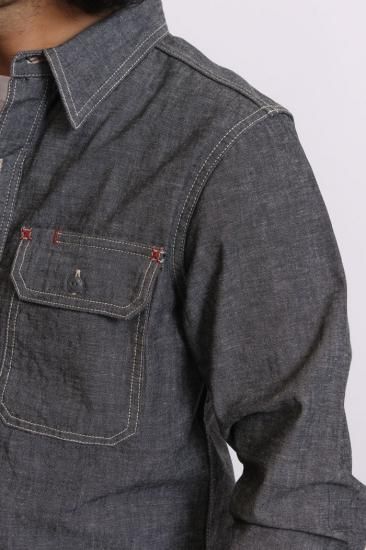 EIGHT-G(エイトジー） 長袖シャツ 8LS-02 シャンブレーワークシャツ