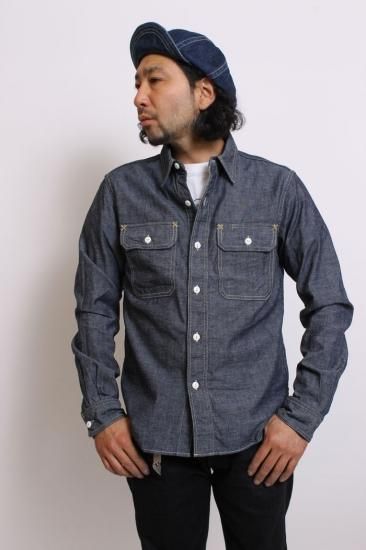 EIGHT-G(エイトジー） 長袖シャツ 8LS-02 シャンブレーワークシャツ