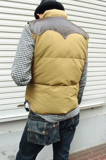 SUGAR CANE DOWN ベスト シュガーケーン　L Lot No. SC15222 / LEATHER YOKE T/C DOWN VEST - SUGAR CANE
