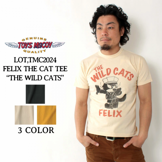 TOYS McCOY（トイズマッコイ） 半袖Tシャツ TMC2124 FELIX THE CAT “THE WILD CATS” フィリックス THE  WILD ONE 乱暴者 マーロンブランド