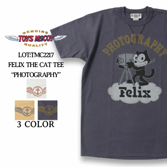 TOYS McCOY(トイズマッコイ) 半袖Tシャツ TMC2217 “PHOTOGRAPHY” FELIX THE CAT フィリックス 日本製