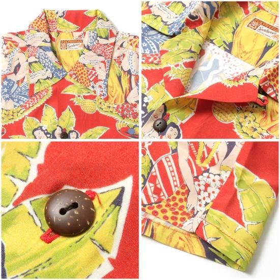 サンサーフ　sunsurf アロハシャツ　メニュー柄 サンサーフ マッキントッシュ メニュー柄 アロハ シャツ L相当 xpv