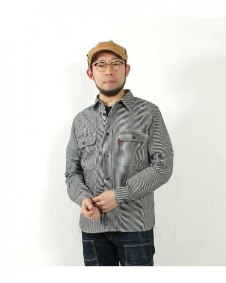 エイトジー EIGHT-G HICKORY STRIPE WORK SHIRT EIGHT-G(エイトジー) 長袖シャツ 8LS-74 13.5oz. ヒッコリーストライプ