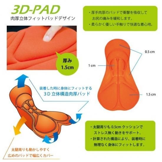 消費税無し GORIX ゴリックス 3D肉厚立体 パッド入り インナーパンツ 自転車 Mサイズ