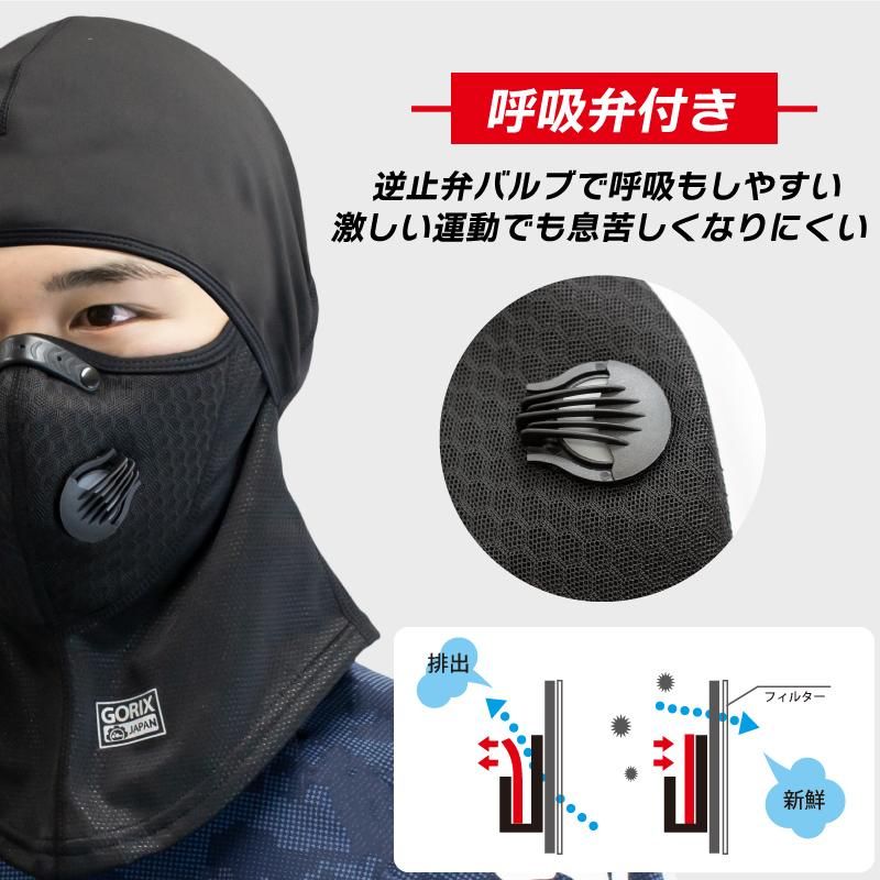 冬用フルフェイス バラクラバ 目出し帽 呼吸弁付き フィルター 冬用フルフェイス バラクラバ 目出し帽 呼吸弁付き フィルター