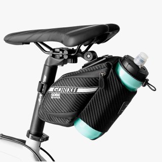サドルバッグ 自転車 防水・撥水 ロードバイク (GX-SB32) ボトル入れ付き 反射ロゴ