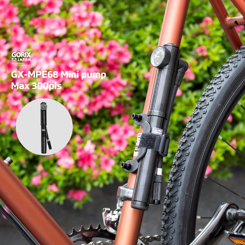 GORIX[ゴリックス]自転車携帯空気入れ 空気圧 ゲージ付 ロードバイク 