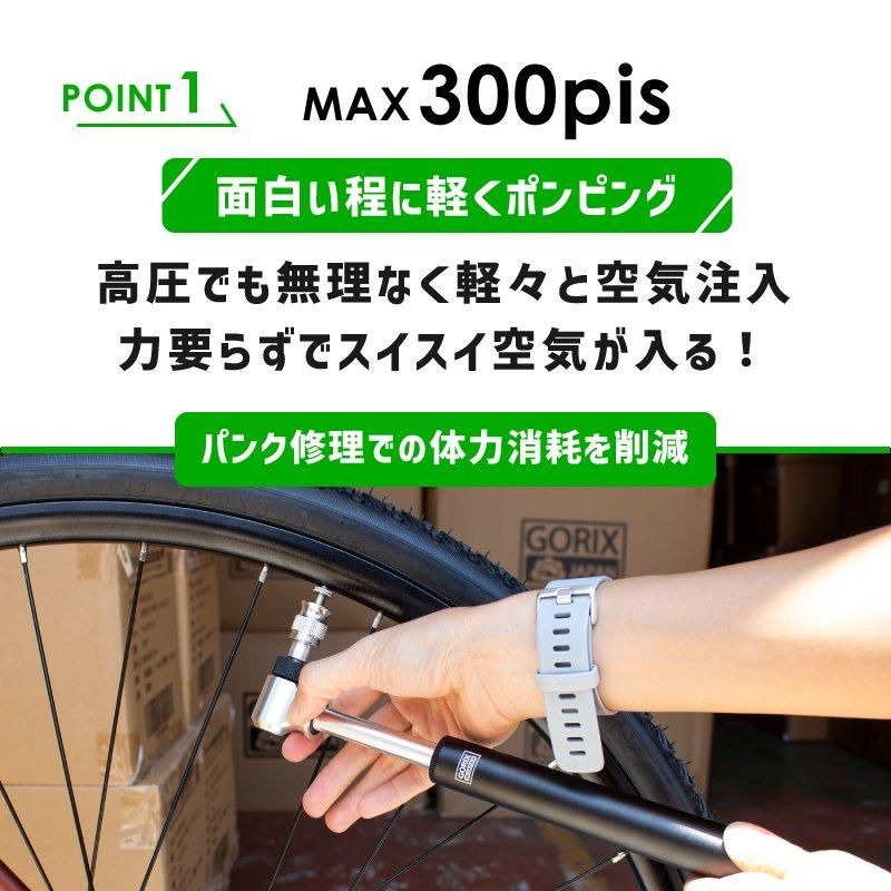 GORIX[ゴリックス]自転車携帯空気入れ 高圧ポンプ ロードバイク 高圧