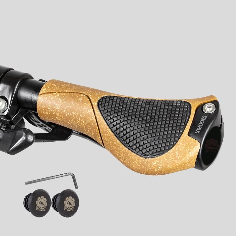 自転車グリップ コルク素材 エルゴグリップ ロックオン (G.OAK