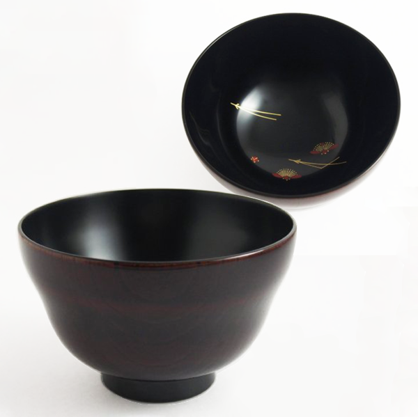 未使用】輪島塗 みる貝蒔絵 突か 小型 吸物椀 5客 金縁 汁椀/お椀 未使用】輪島塗 みる貝蒔絵 突か 小型 吸物椀 5客 金縁 汁椀/お椀