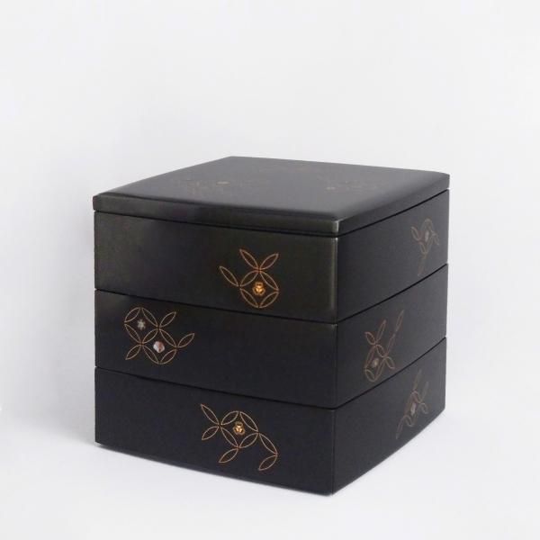 加賀蒔絵 6.5寸 華七宝 胴張 三段重 - 【漆器の通販】漆器の能作