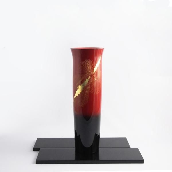 輪島塗 古代朱 沈金福寿松 朝顔形花生 - 【漆器の通販】漆器の能 輪島塗 古代朱 沈金福寿松 朝顔形花生 - 【漆器の通販】漆器の能
