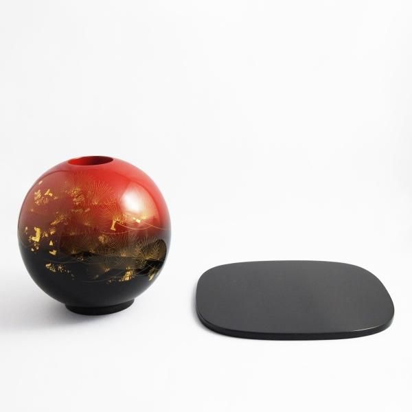 輪島塗 5寸 曙 華翔 丸花器 - 【漆器の通販】漆器の能作|1780年 輪島塗 5寸 曙 華翔 丸花器 - 【漆器の通販】漆器の能作|1780年