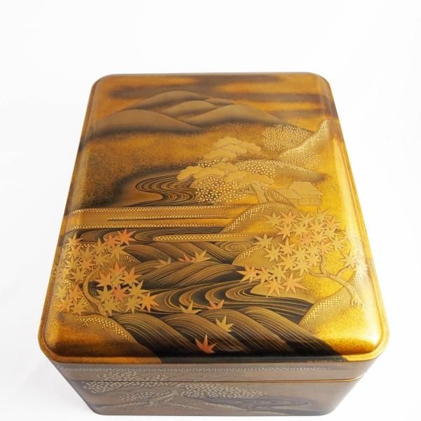輪島塗 桜山水蒔絵 文庫 - 【漆器の通販】漆器の能作|1780年 輪島塗 桜山水蒔絵 文庫 - 【漆器の通販】漆器の能作|1780年
