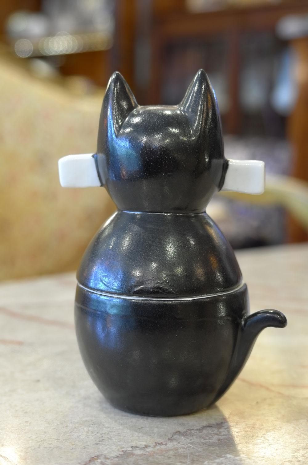 フランスアールデコ装飾置物】小物入れ 蓋物 黒白猫のオブジェ2 フランスアールデコ装飾置物】小物入れ 蓋物 黒白猫のオブジェ2