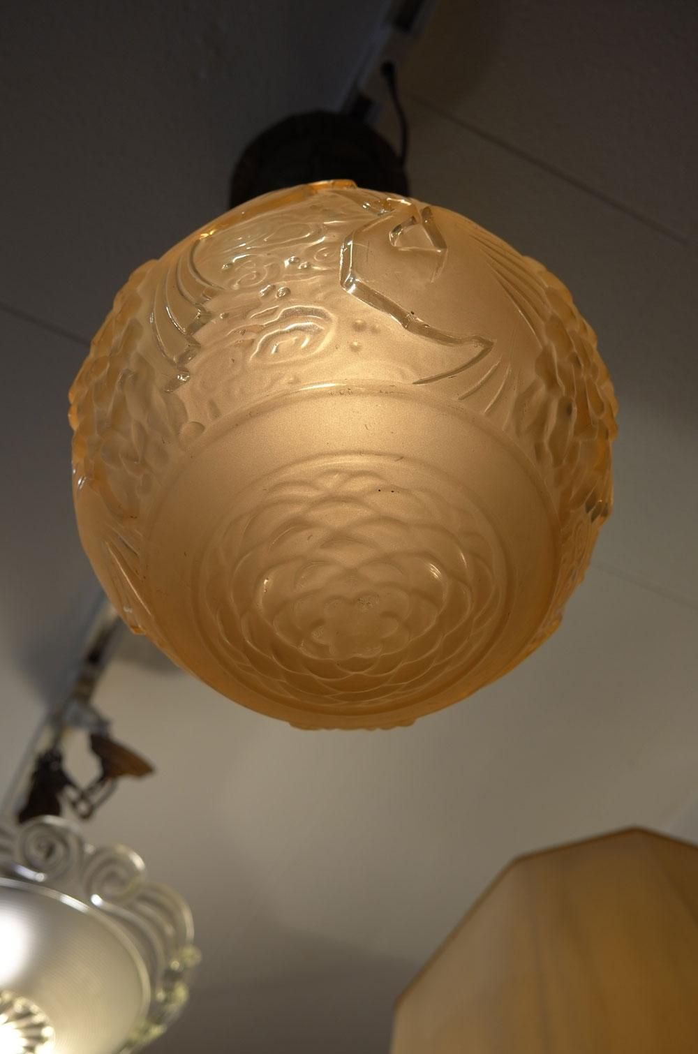 フランスアンティーク照明アールデコ】Muller作 球形天井灯 フランスアンティーク照明アールデコ】Muller作 球形天井灯