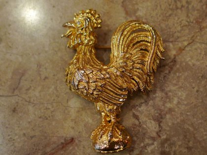 【フランスヴィンテージアクセサリーレディース】ブローチピンバッジ 国鳥雄鶏にわとりガリア 金 パリ