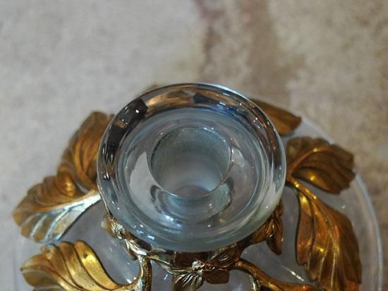 ♦銀製 ガラス 薔薇文様 透かし彫り 被せ 香水瓶 アールヌーボー様式 骨董品 1912「薔薇籠」《ギャルリーオルフェ》