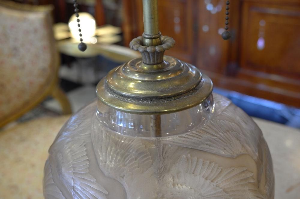 フランスアンティーク照明アールデコ】 LALIQUE 大型テーブルランプ