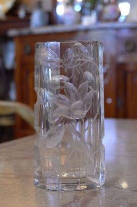 【フランスアールヌーボー置物】花瓶3 モーゼル19世紀クリスタル
