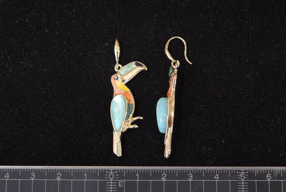 フランス新品アクセサリーレディース】ピアス オオハシ南米鳥 カラフル