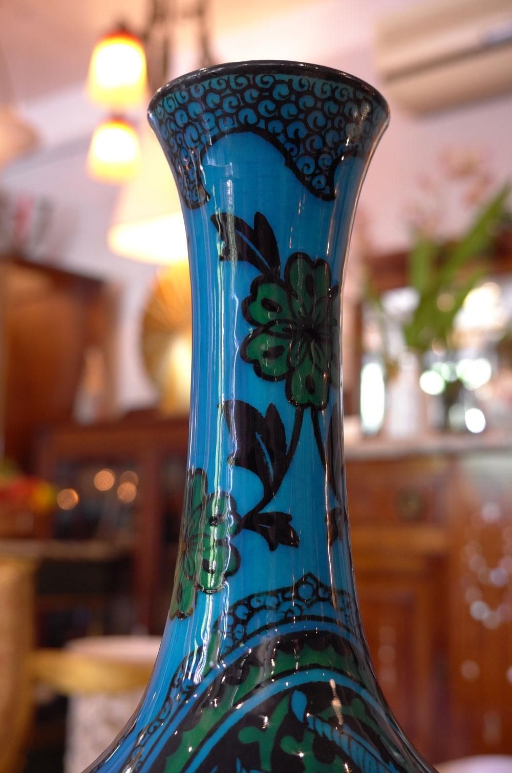 Les Yvelines 1920年代 フランス製 アールデコ 花瓶 フランスアールデコ装飾置物】Longwy① フラワーベース 縦長花瓶