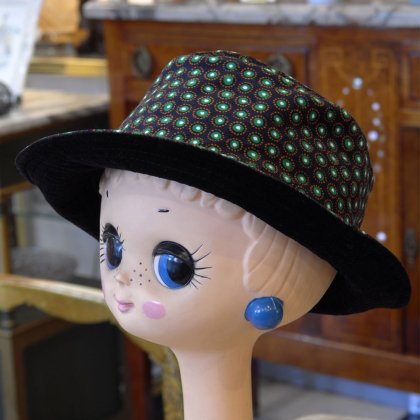 【フランスファッション雑貨】帽子ベルベット ドット柄