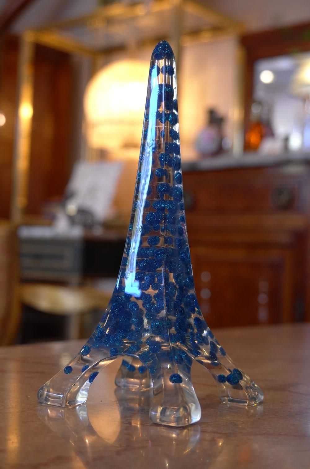 フランスインテリア雑貨】オブジェ エッフェル置物 ブルー 作家もの